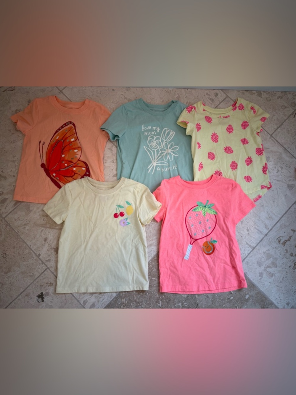 Lot of 5 Cat and Jack Girls' Short-Sleeve Tops - Sz 4T